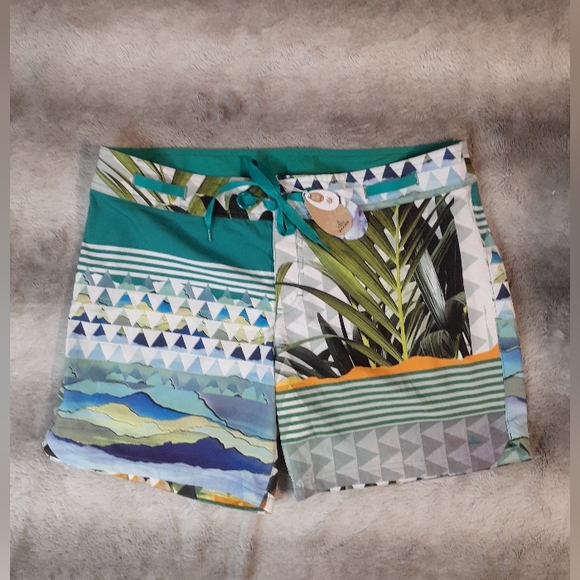 prana L Silvana Boardshort Bluegrass Paradise 34 x 6 - Picture 3 of 7